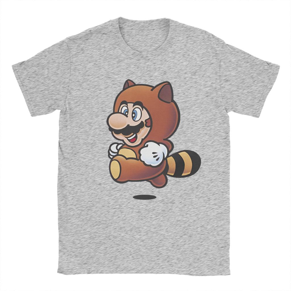 Tanooki Marios T Shirts Mens  Cotton Funny TShirts Round Neck  Tee Shirt Short Sleeve Tops Adult