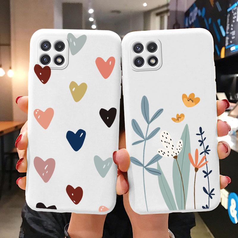 Weiche Hülle für Samsung Galaxy A22 A22S 5G Handyhülle Niedliche Blumen Schmetterling Fundas TPU Hülle für Samsung A22 A 22S Stoßstangen Hüllen