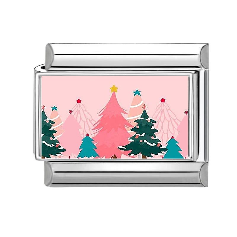 Cute Snowman Dog Santa Claus Snowflake Christmas Tree Italian Charm Links Fit 9MM Stainless Steel Bracelet Women Men DIY Making
