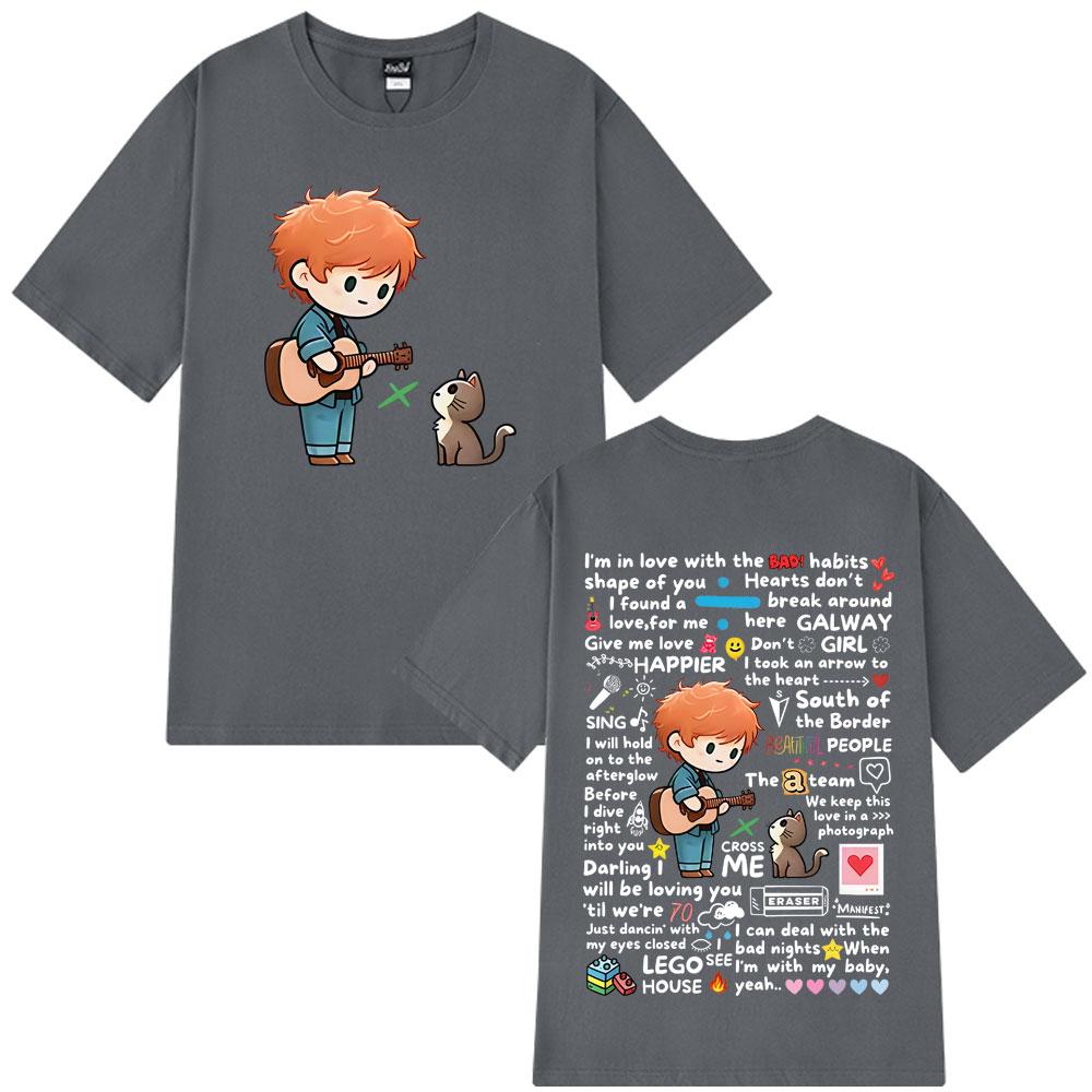 2025 Summer Ed Sheeran European Tour Graffiti Pattern Hot Sale T-Shirt Men Women  Harajuku 100% Pure Cotton Printed T-shirt Y2k