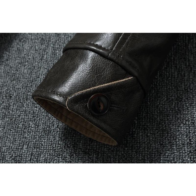 Chinese Size Genuine Cow Mens Leather Jacket Men Jackets Slim Gray Brown Stand Collar Jacket For Men Spring Autumn