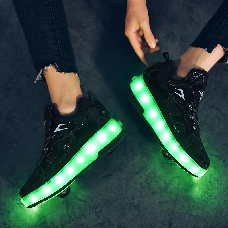 Scarpe Sportive da Ragazzo Ricaricabili e Convertibili in Scarpe da Ginnastica Luminose da Ragazza USB per Bambini Scarpe Bling Bling Scarpe Luminose con Rotelle