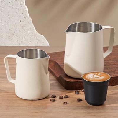 350/480/600ml Edelstahl Messmilchkännchen Ziehblumen Tassen Espressokaffeetasse Latte Cappuccino Aufschäumkännchen Barista Kännchen