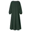 Women's Casual Loose Long Sleeve Round Neck Solid Color Robe Dress