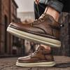 Men's Handmade Retro High-Top Casual Shoes Stylish Lace-Up Ultra-Light Vintage Boots Spring and Autumn Wear Outdoor Sneakers