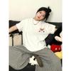 2026 Women's Loose-Fit Wine Red Cotton T-Shirt with Small Horse Print, Plus Size, Short-Sleeve, Year of the Horse Design.