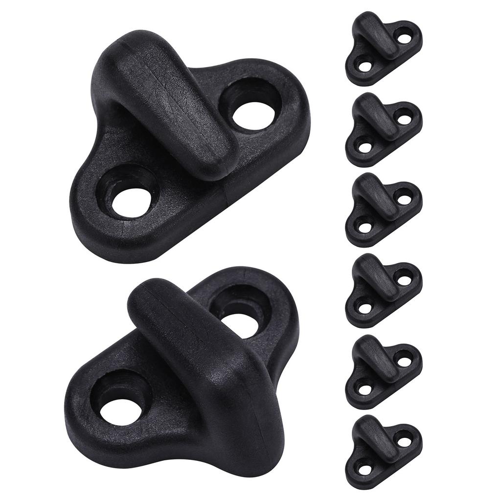 8PCS Nylon Kayak Lashing J Shape Hooks with Flat Head Screws Black Kayak Hooks Replacement for Boating Accessories