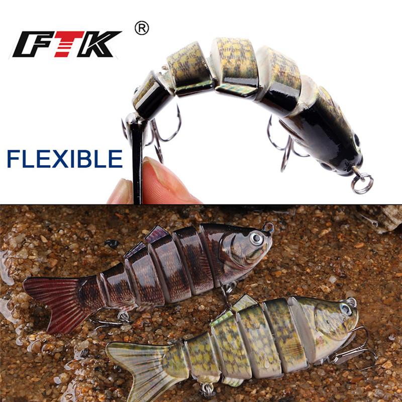 FTK 1 Stück 8,4 cm – 19 g, 6 Abschnitte, mehrteiliger Köder für kleine Fische, Schwimmköder, Barracuda-Köder