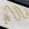 Double Cross Diamond Croissant Necklace: Versatile Retro Jewelry for Couples