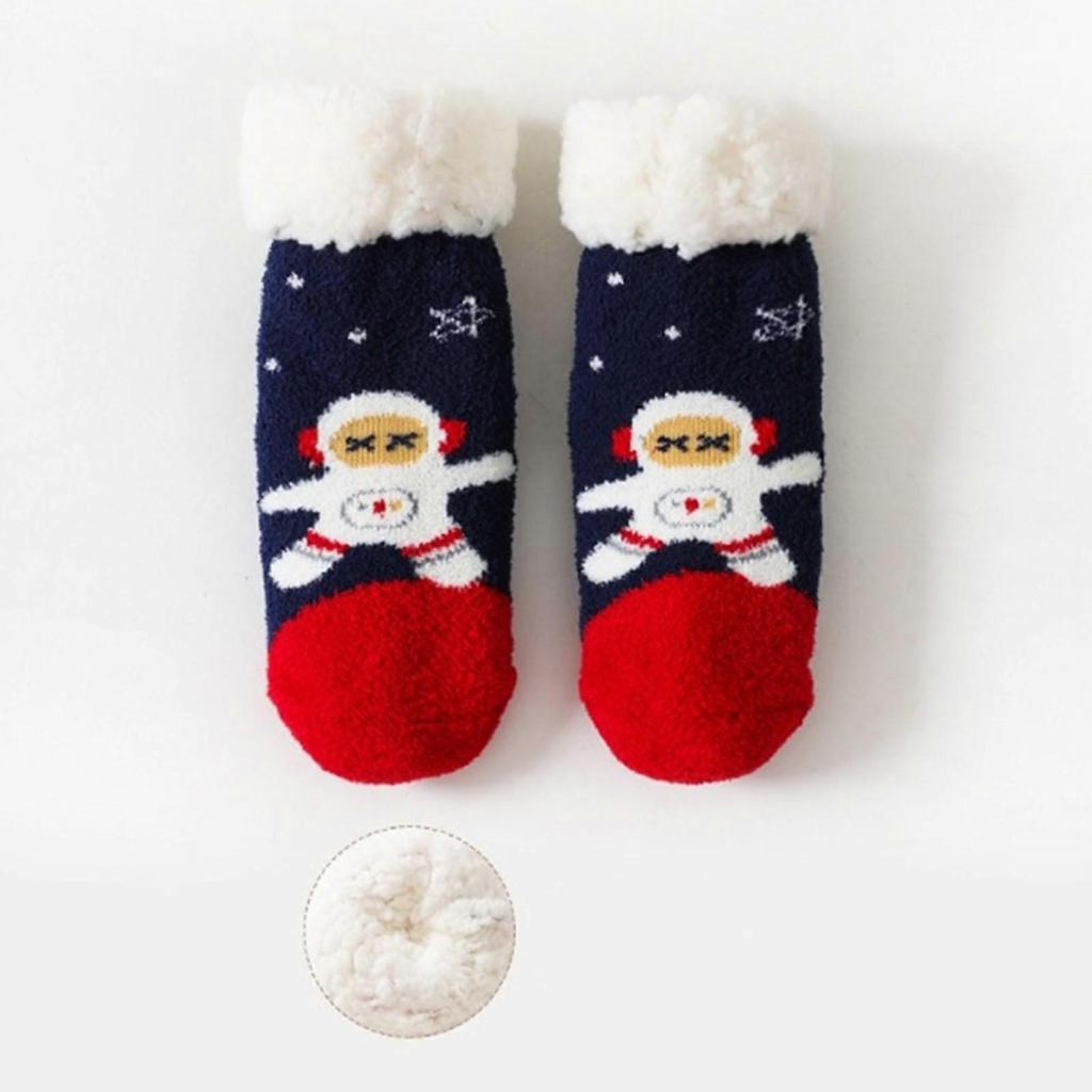 Krdevn Baby Socks - Rends Baby Slipper Socks Christmas Toddler Fuzzy Socks Warm Non Winter Socks - Socks for Baby Girl,Color:Navy,Size:2-4 Years