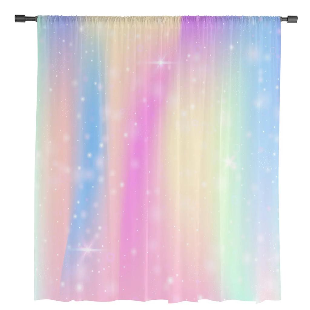 Rainbow Starlight Dream szyfonowe przezroczyste zasłony do salonu dekoracje do wnętrz do sypialni okno woale tiulowe zasłony kurtyna