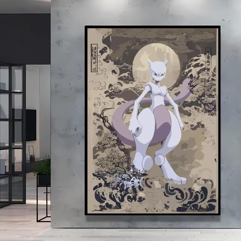 Print on Canvas  Gengar Classic Anime Posters Cartoon Character Picture HD Printing Retro Style Home Living Room Decor