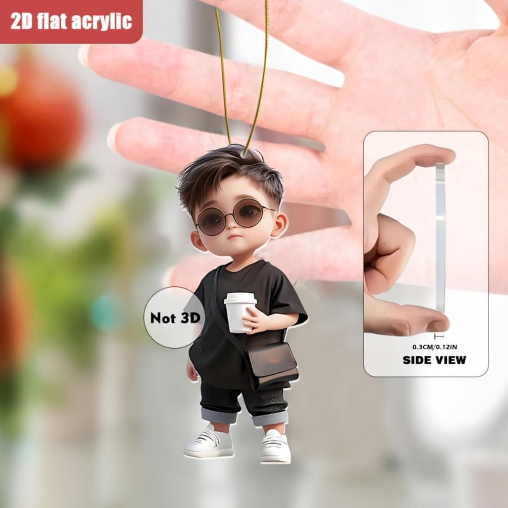 2D Colored Acrylic Boy Girl Hanging Decor, Fit for Keychain Car Backpack Home, Nice Holiday Gift for Thanksgiving Valentine Christmas