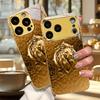Golden Lion Shield Electroplated Golden Phone Case For iPhone 14 17 16 15 13 12 11 Pro Max Plus 16E 17Air XR 7 8 XS Back Cover