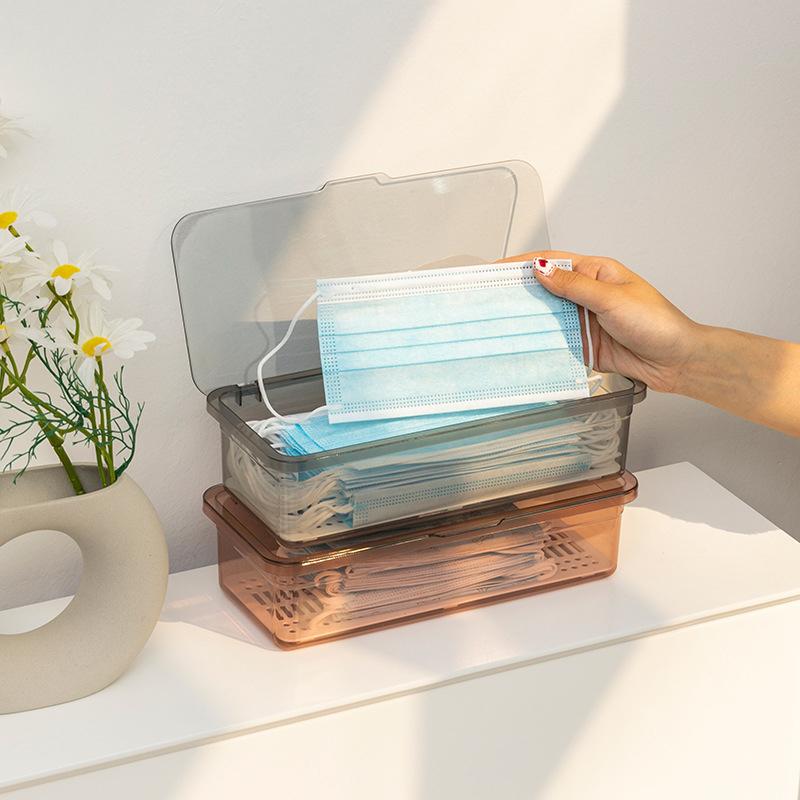 Masken-Aufbewahrungsbox Staubdicht Transparent Schreibtisch-Ordnung Kleinteile-Aufbewahrungsbox