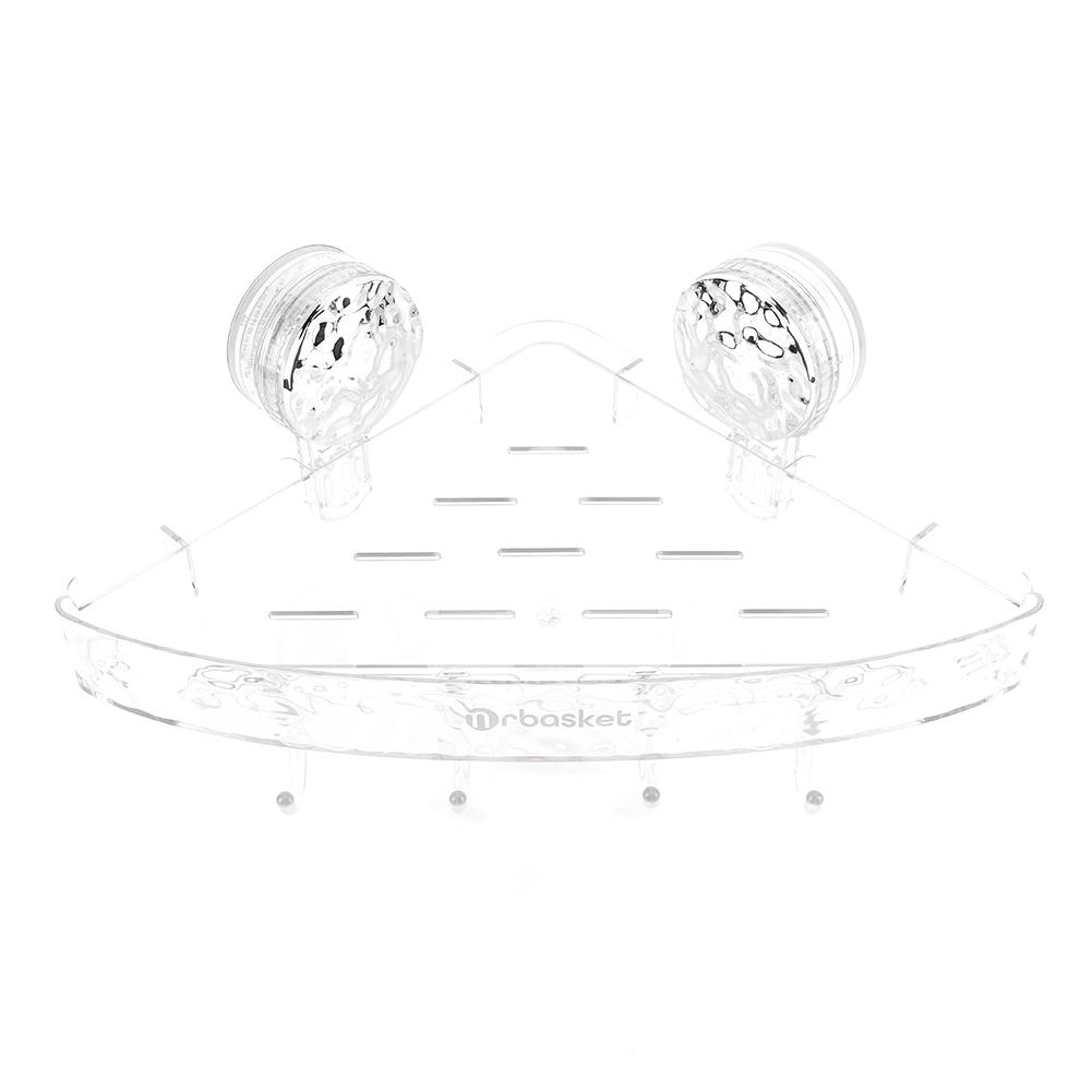 Adhesive Bathroom Shower Organizer with 4 Hooks Detachable Shower Self Bathroom Shower Shelf Storage Basket for Bathroom Storage