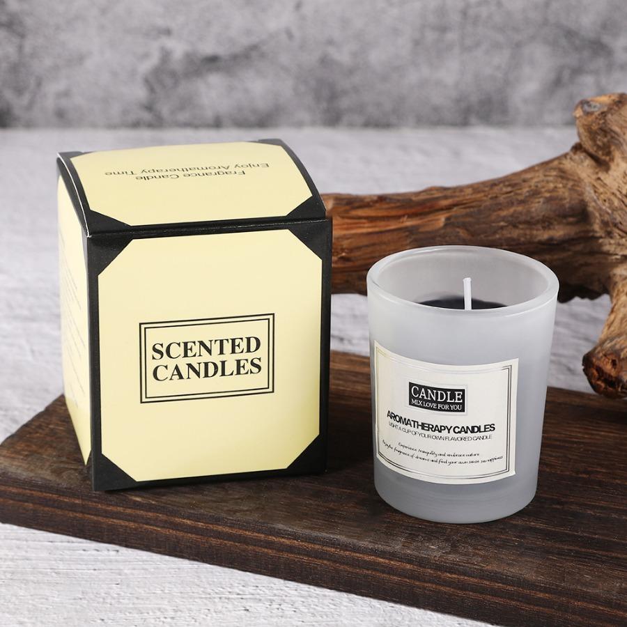 1pc 50g Three color glass cup aromatherapy candle, smokeless fragrance, soy wax fragrance candle with hand gift