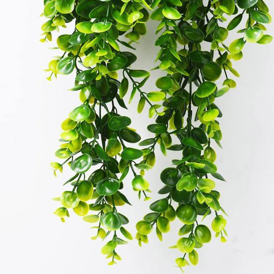 4Pcs 30-Inch Hanging Artificial Green Plants Realistic Fake Eucalyptus Leaf Vine Indoor