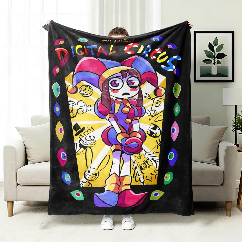 Hot Anime The Amazing Digital Circus Series Role Creative Cute Blanket Flannel Print Warm Soft Home Bedroom Blanket Supplies