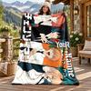 Coperta in Flanella con Nome Personalizzato Chainsaw Man Morbida Calda Coperta Plaid in Peluche Regalo Personalizzato per Famiglia Amici