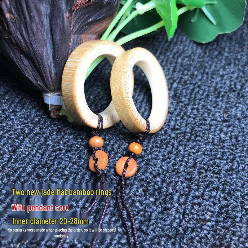 Handmade Double-Sided Polished Mottled Jade Bamboo Thumb Ring for Men and Women