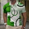 Trendy Abstract Geometric Print Short-sleeve Polo Shirt, Casual and Comfortable for Daily Use.