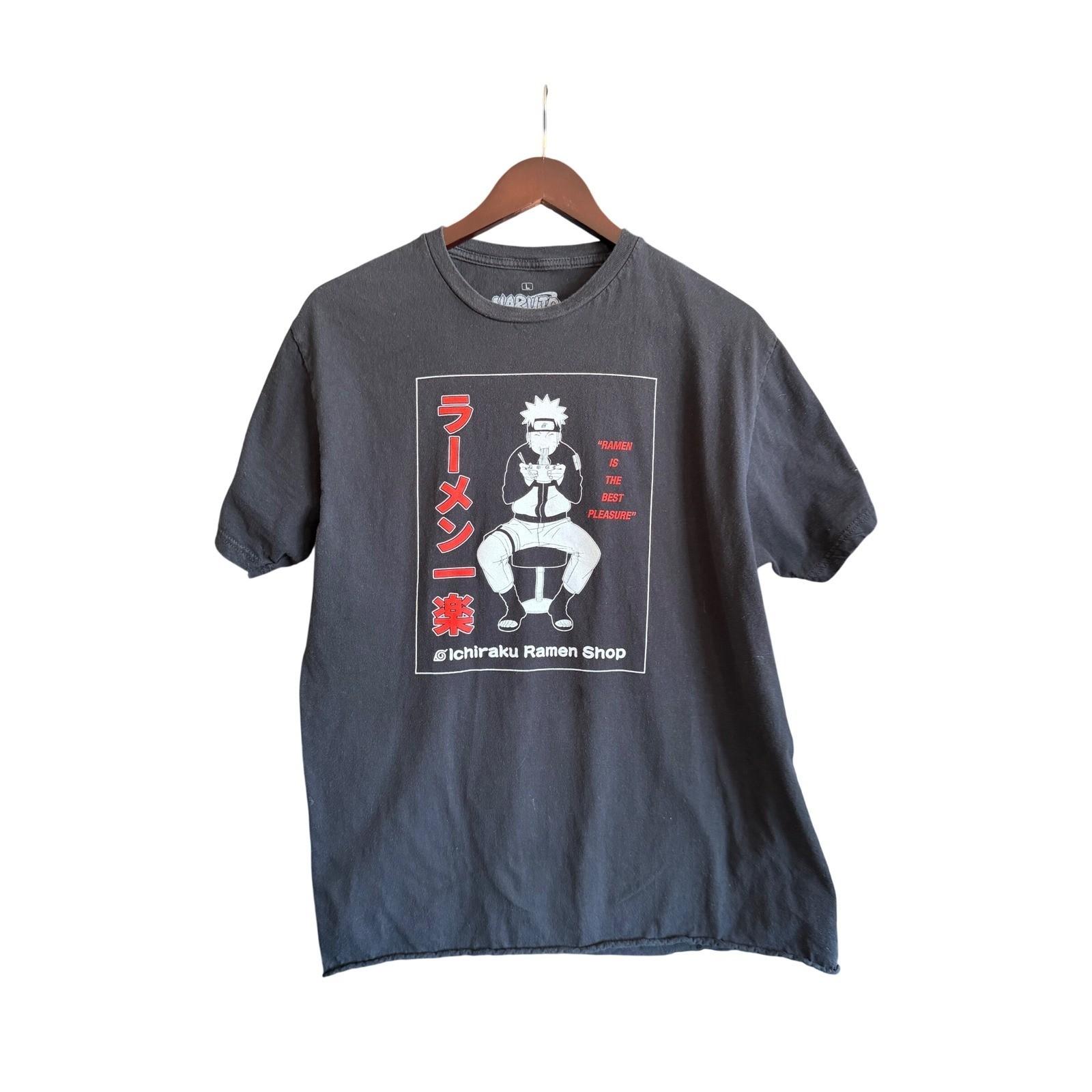 Naruto Shippuden Ichiraku Ramen Shop Graphic T-Shirt Black Mens Large Unisex T-Shirt S