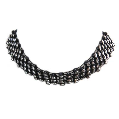 [P4847] - Designer Choker 'Sissi' weiß schwarz - 1,8 cm