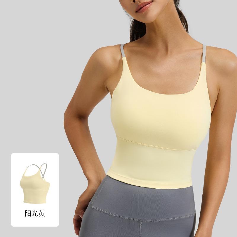 Women Thin Strap Padded Sports Bra Beauty Back Yoga Fitness Vest