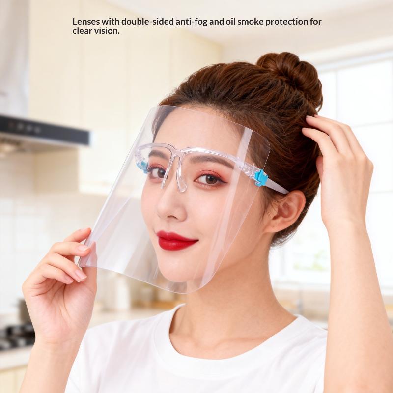 Face Shield Transparent Full Face Cover Safety Protective Film Tool Anti-Oil Anti-Fog Kitchen House Clean Dust Proof Mask