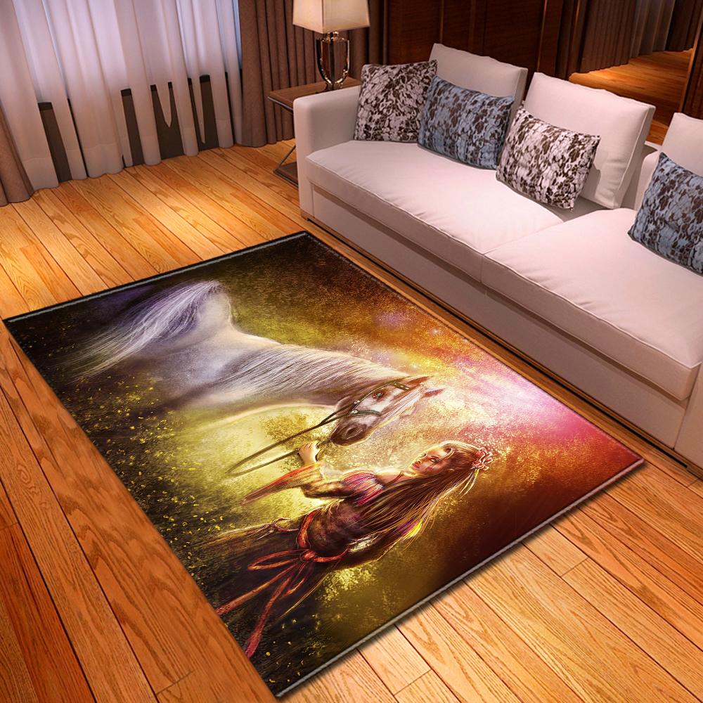 Horses Living Room 3D Carpets Boys Kids Room Rugs 3D Moon Horse Bedroom Mat Kitchen Area Rug Bath Mat Indoor Entrance Doormat