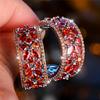 Luxus Damen Rot Grün Regenbogen Zirkon Kristall Stein Steckerohrringe Großer Anhänger Silberfarbe Hochzeit Europäischer Schmuck Für Frauen