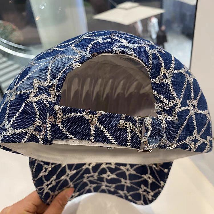 Hat Women's Sequins Fashion Baseball Cap Summer New Casual Sunshade Sunscreen Hollow Internet Celebrity Cap