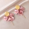 Pinkdudu Resin Petals Long Tassel Drop Earrings Pearl Luster Flower Stud Earrings PD2383