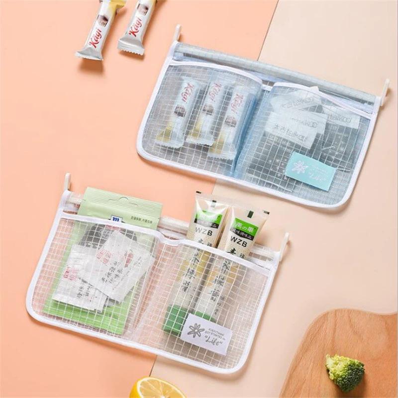 2PCS Refrigerator Storage Mesh Bag Hanging Net Pouch Fridge Categorized Storage Bags Washable Kitchen Sauce Packet Organizer
