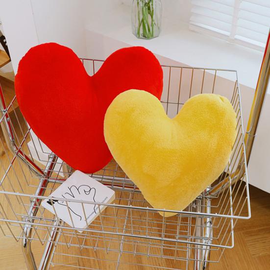 Heart Pillow Thick Elastic Cozy Fully Stuffed Room Decor Pillow Solid Color Colorfast Plush Sofa Living Room Bedside Bed Cushion Toy Photo Prop