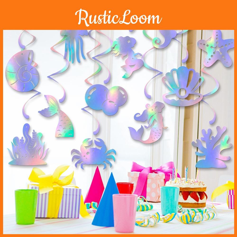 Mermaid Birthday Party Decorations Spiral Hanging Ornaments For Event Children