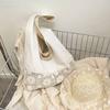 Tote Bag Flower Beach Bag Hollow Out Hollow Shoulder Bag Simple Solid Color Woven Bag  Girls