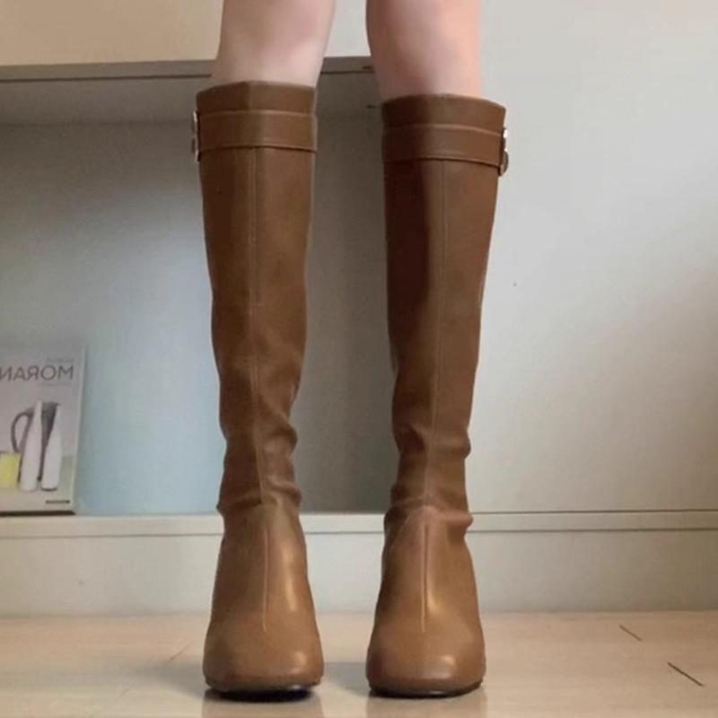 Sexy High Heels Lange Stiefel Damen Elegante Modische klobige Schuhe Chelsea Winter Neue kniehohe Stiefel Pumps Goth Mujer Botas