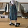 Women Plus Size High Waist Loose Wide Leg Embroidered Denim Capri Pants
