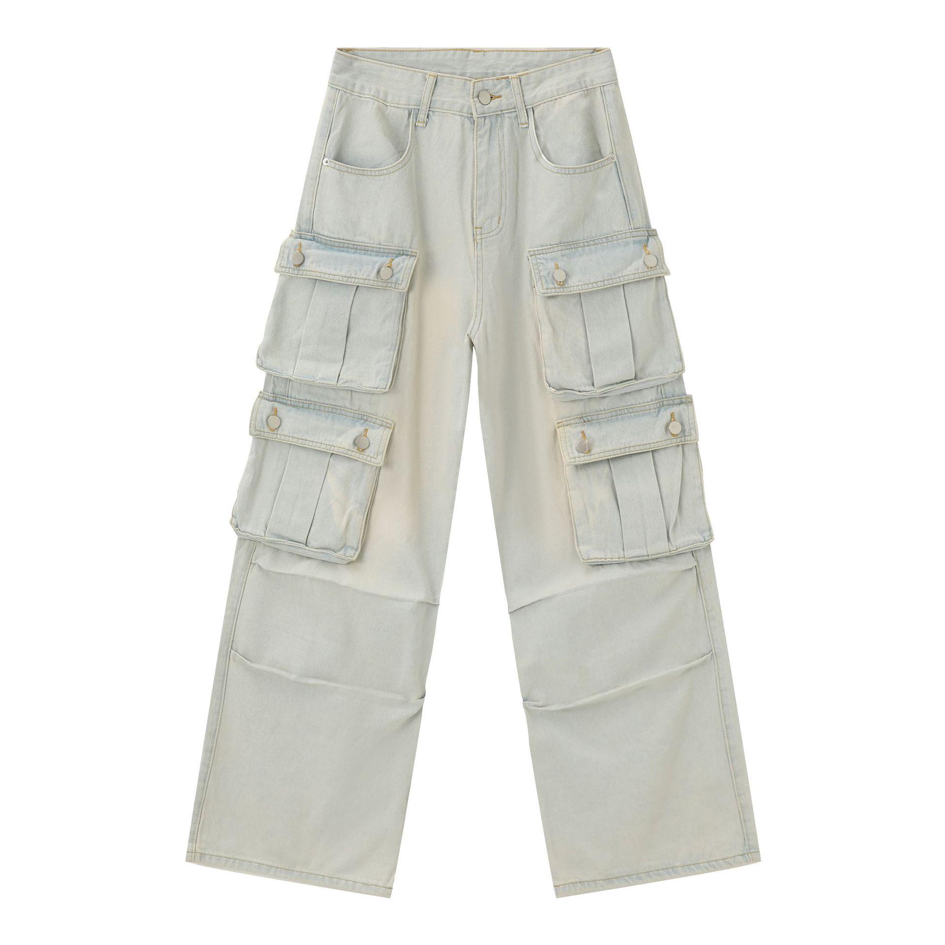 

Унисекс Ретро Джинсы с несколькими карманами, выстиранные, прямого кроя, широкие L