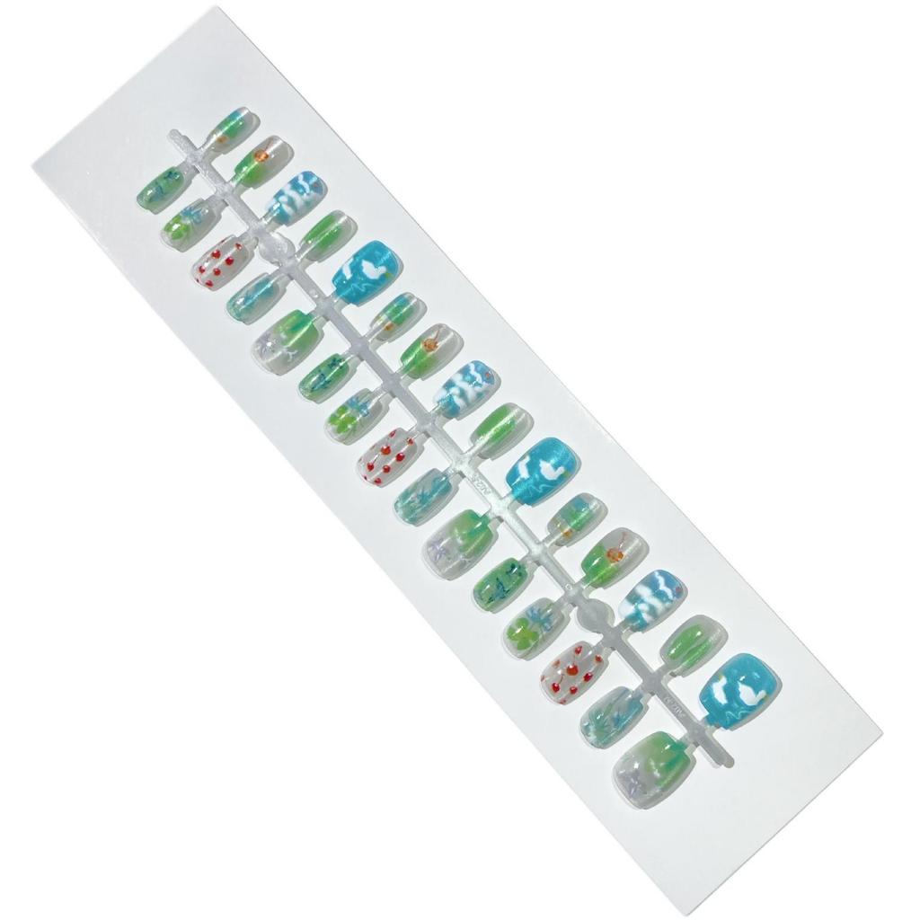 Exquisite Spring Cat Eye Press-On Nails - Fresh Green Ombre Whitening Nail Tips