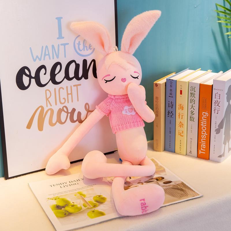Pink Naughty Rabbit Doll Long Legs Big Ears Rabbit Pillow Children's Birthday Gift Home Decoration Event
