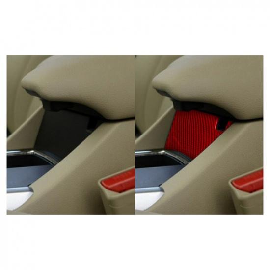 Red Carbon Fiber Interior Central Armrest Lower Cover Trim For Honda Accord