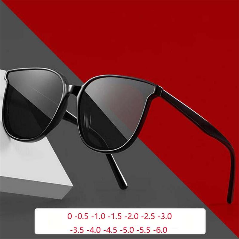 Women Men Driving Sunglasses With Degree Fashion Gray Lens Oval Myopia Sun Glasses Finished 0 -0.5 -1.0 -1.5 To -6.0