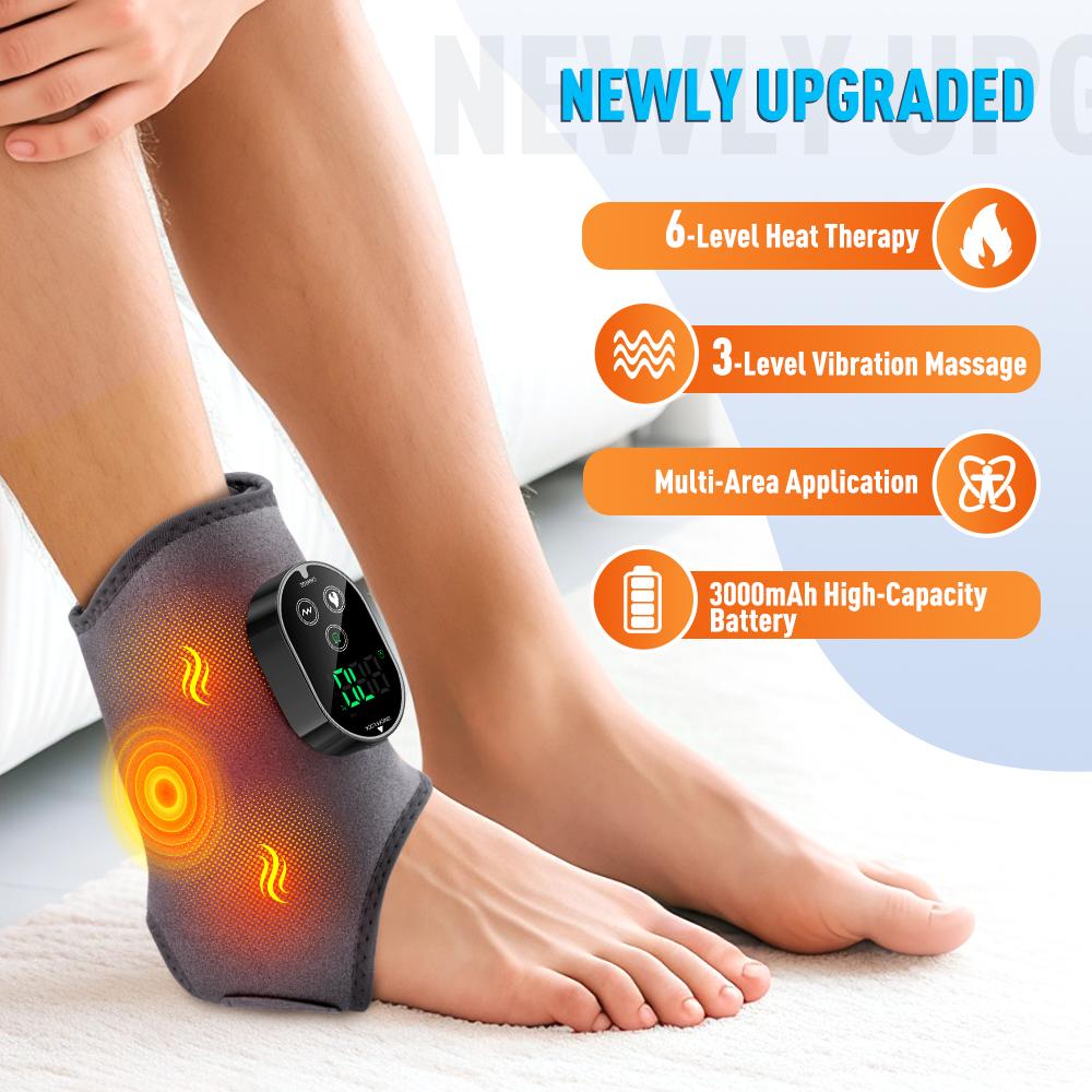Electric Heating Vibration Foot Ankle Massager Elbow Relax Muscles Winter Massager Type-C Rechargeable Adjustable Strap Massager