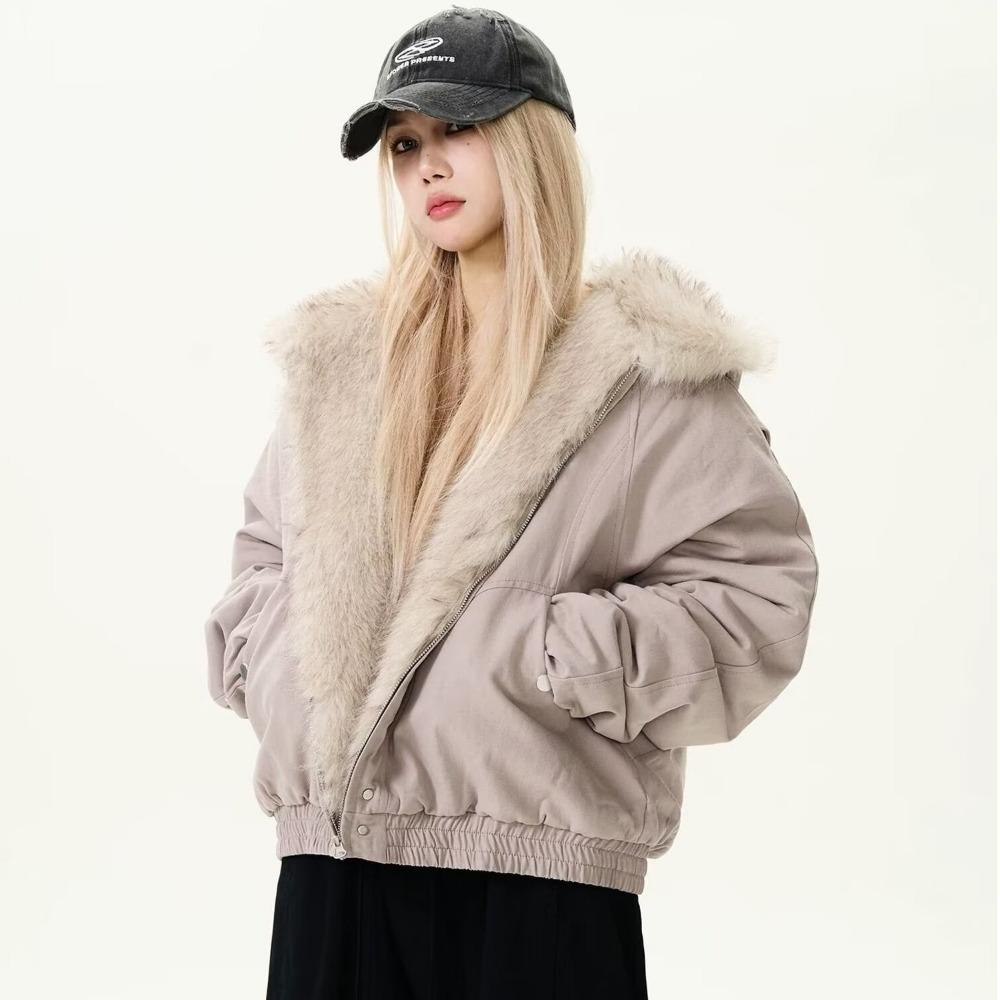 

New American retro seat mountain carving fur collar hooded cotton clothes cotton clothes men s and women s short winter thickened coat S