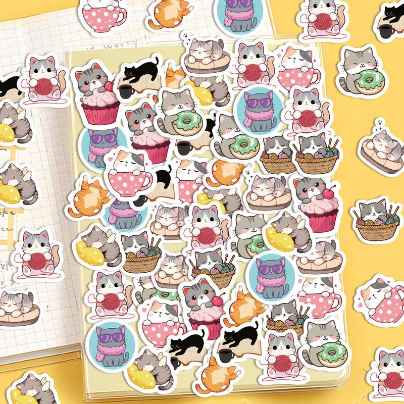 500PCS Creative Cartoon Cat Small Pattern Graffiti Decoration Roll Stickers Laptop Envelope Sealing Stickers Waterproof Stickers