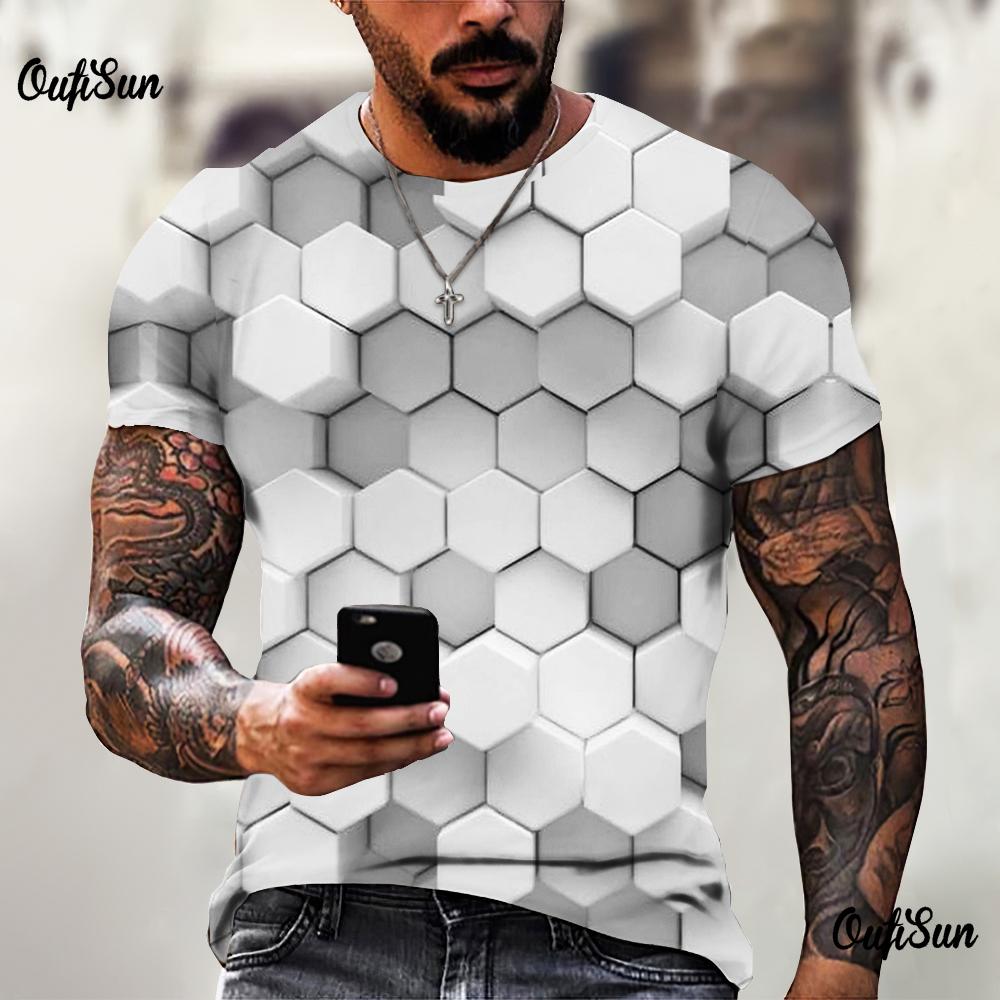 3D tričko pro muže Móda Hip Hop Topy do O Krátký rukáv Abstraktní Harajuku Pánská trička Nadměrná trička Košile Muž Oblečení