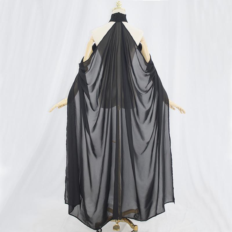 Womens Ladies Chiffon Sheer Mesh Halter Fairy Elf Elven Cloak Shawl Wedding Dress Cape